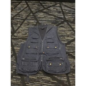 MIL-TEC Tactical XL Moleskin Canvas Vest Cargo Hunting and Fishing Navy Blue XL